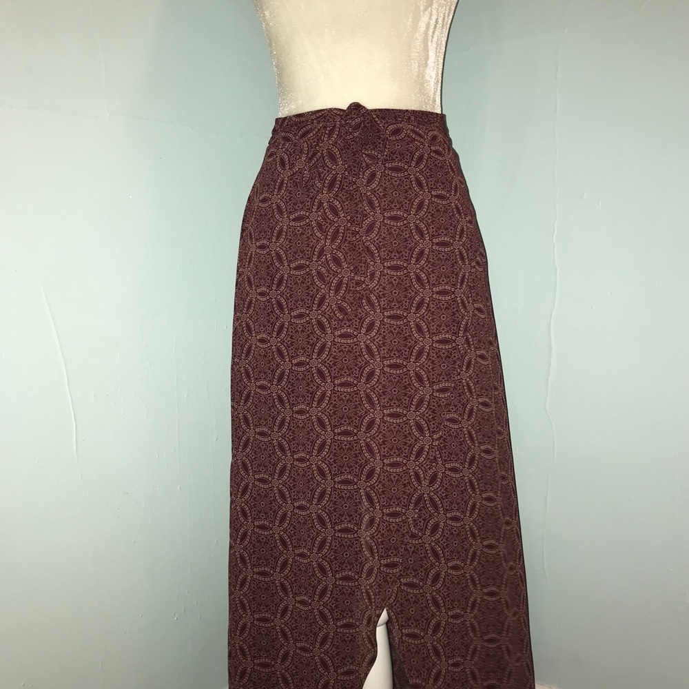 Gypsy maroon red high low slit skirt